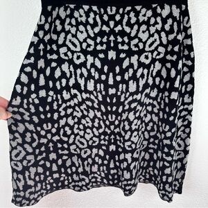 Ninety Clothing Co Black Gray Leopard Print Knit Midi Skirt M NWT